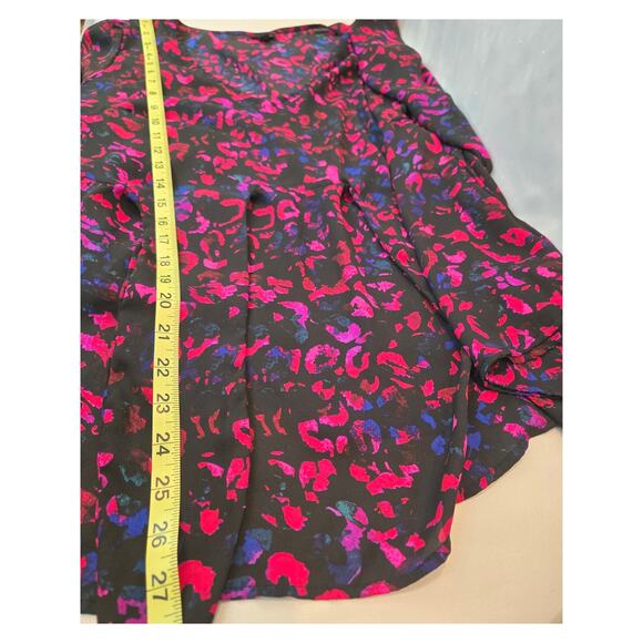 Torrid Womens Plus Leopard Print Georgette Bright Tie-Front Peplum Blouse Large - Picture 7 of 9